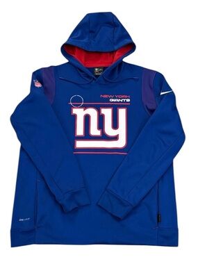 Nike Dri-FIT New York Giants Hoodie XL NFL On Field Blue Red Athletic Pullover